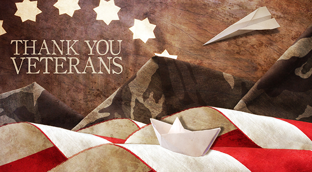 Thank you Veterans on patriotic background